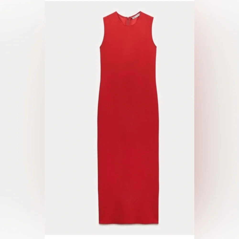 NWT Zara Red Midi Dress - Picture 4 of 11
